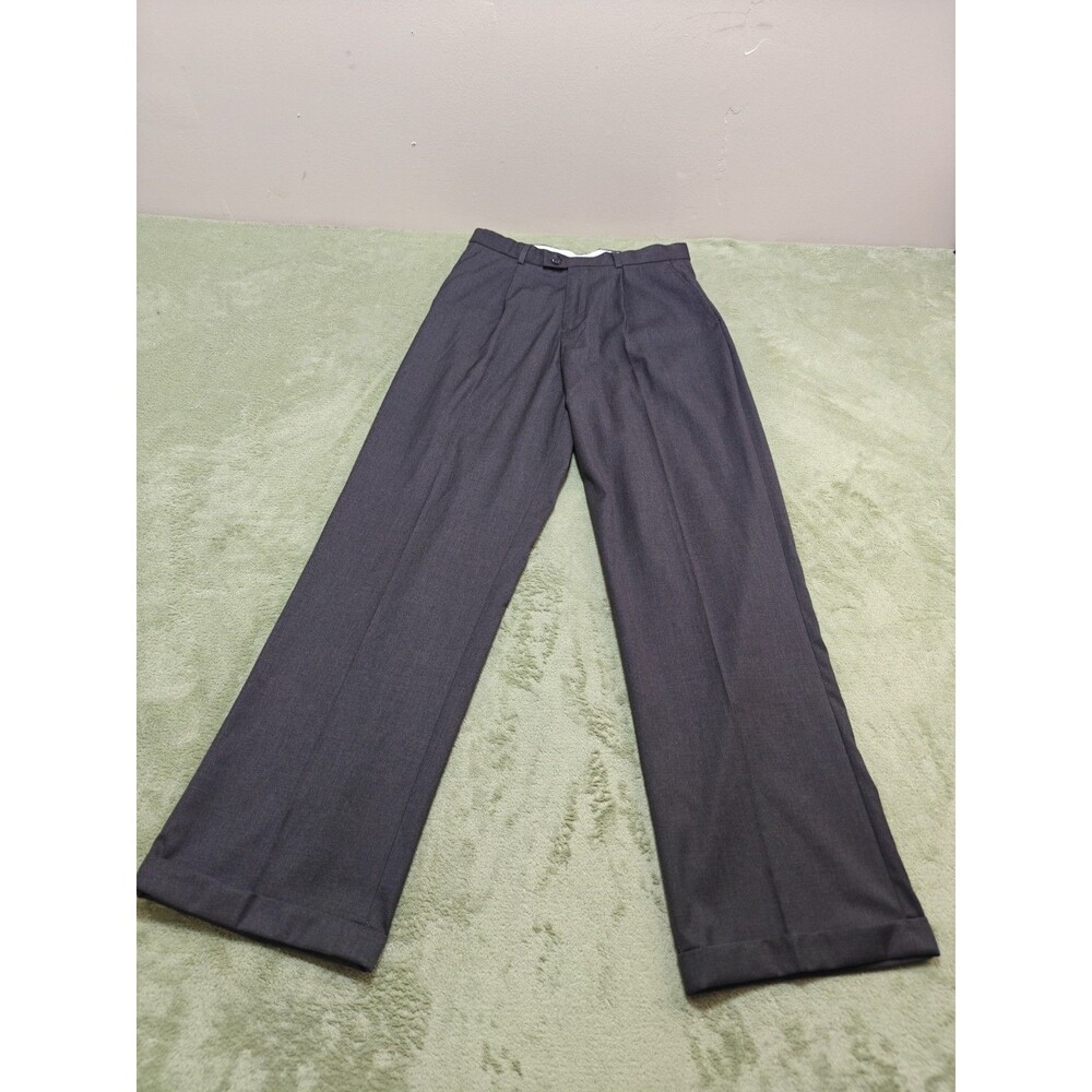 NWT Nautica Dress Blues Charcoal Gray Pleated Front Cuffed Pants Boys Size 18 R